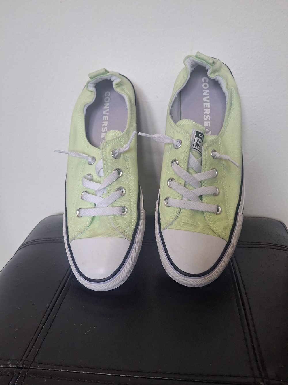 Converse Low Top Sneakers in Light Green and White
